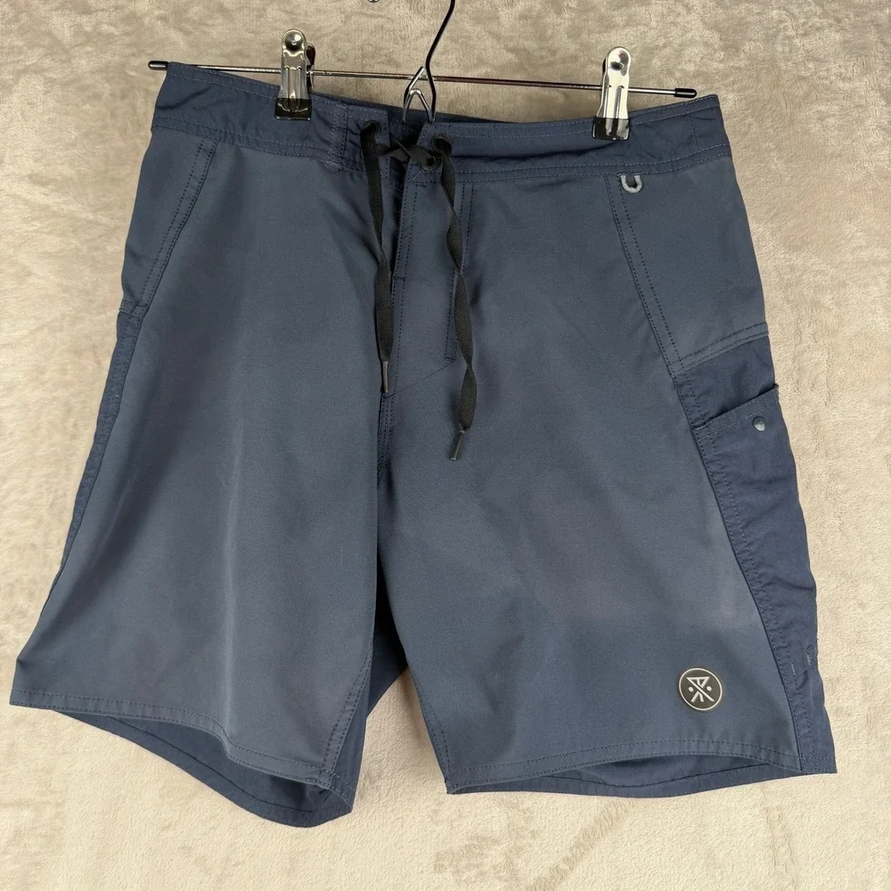 Roark The Boatman Mens Navy Blue Cordura Board Shorts Size 28 Surf Utility